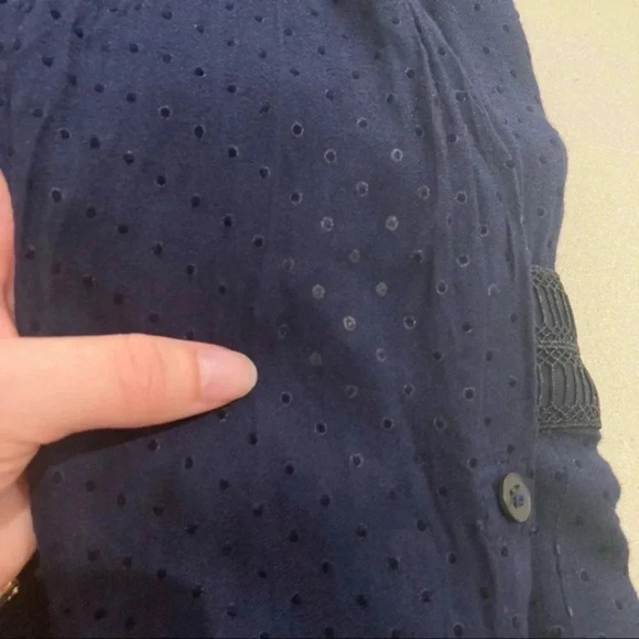 SHOSHANNA Blue Dotted Button Down Peasant Dress - Picture 6 of 6